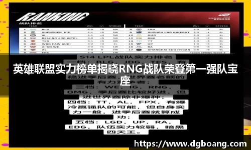 英雄联盟实力榜单揭晓RNG战队荣登第一强队宝座